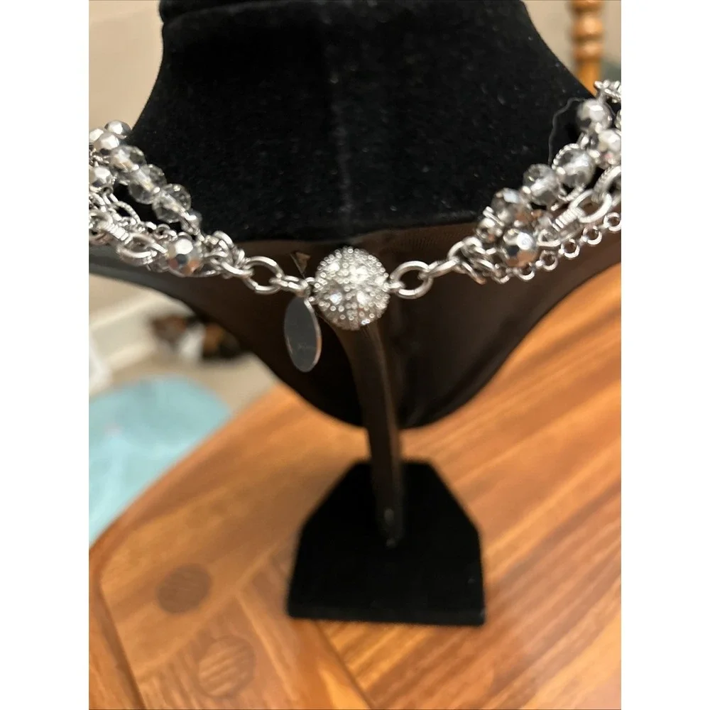 Whit House Black‎ Market Silver Tone Rhinestone Strand Necklace